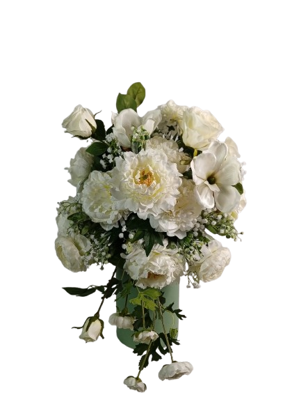 All White Silk Bridal Bouquet